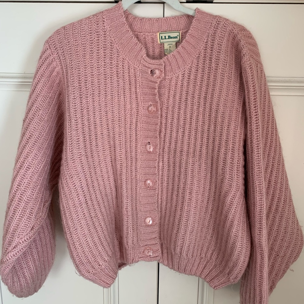 Vintage L. L. Bean balloon sleeve crop cardigan